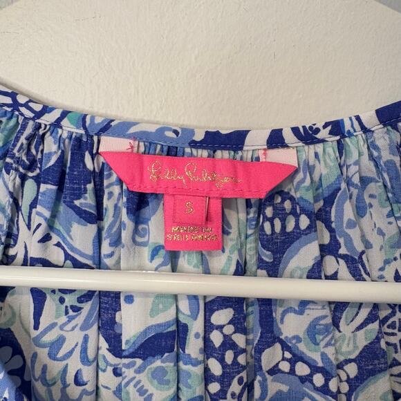 Lilly Pulitzer Women's Small Willa Blouse Shirt Blue Paisley Lightweight Resort - Picture 9 of 9